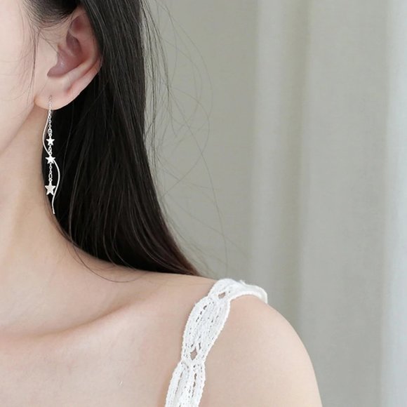 NEW 925 Sterling Silver Swirl Star Earrings - Picture 4 of 6